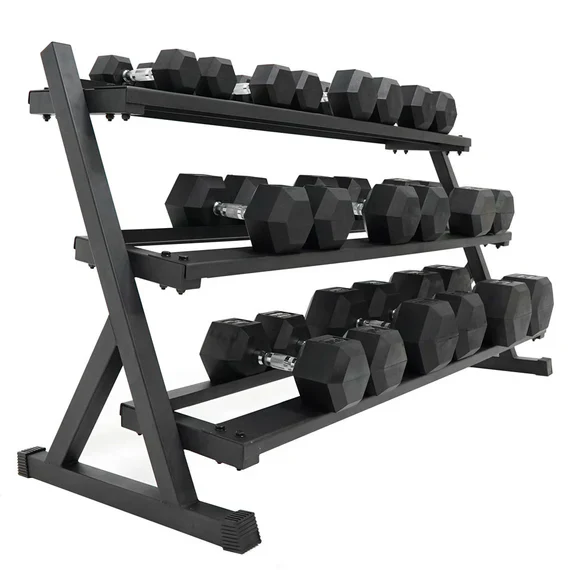Force USA 3 Tier Rubber Hex Dumbell Rack - Image 4