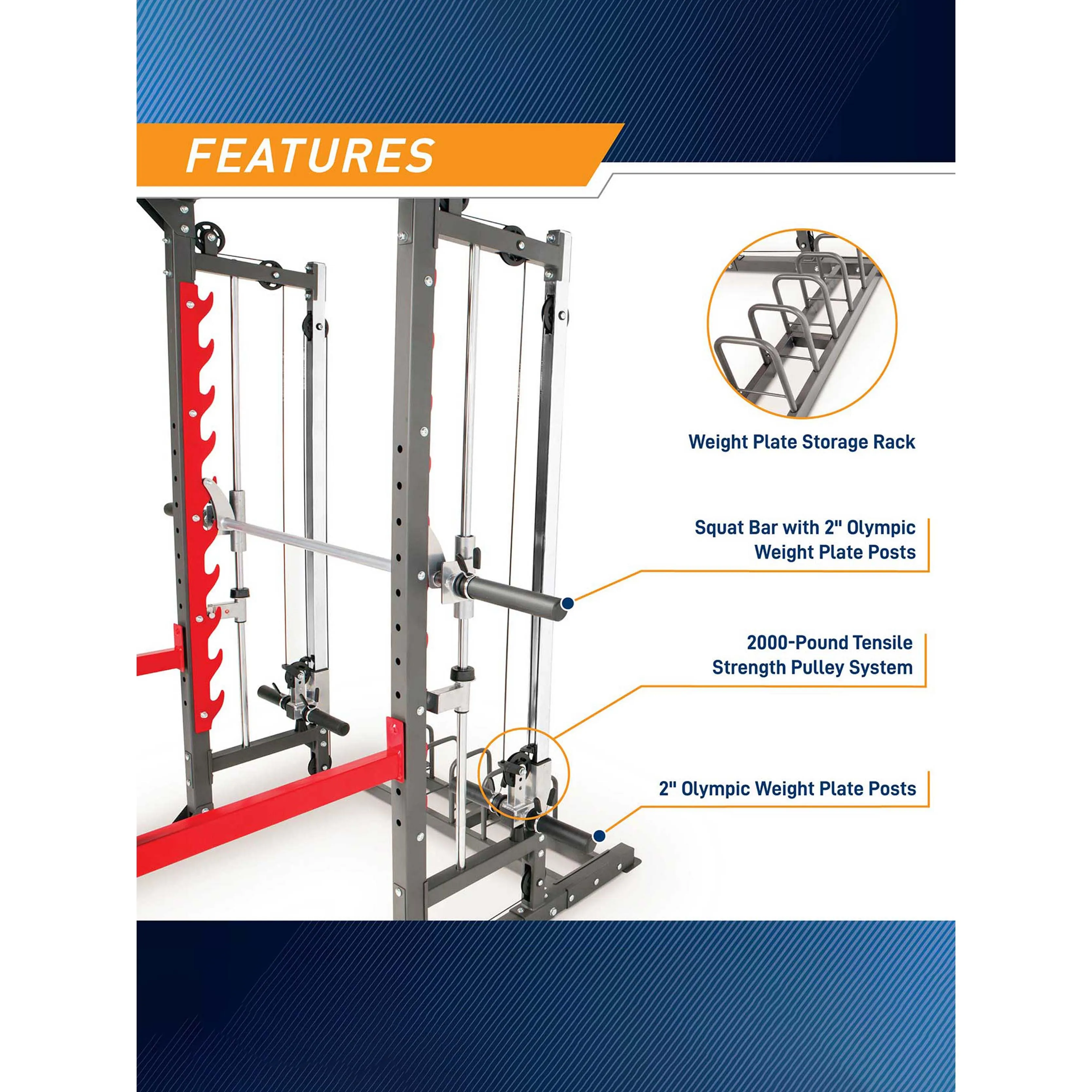 Marcy Pro Smith Machine Home Gym Training System Cage | SM 4903 - Image 4